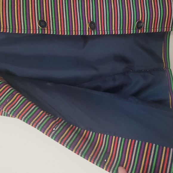 Talbots Jacket Multicolor Textured Stripes Button Front Mandarin Collar 10 - Picture 9 of 10